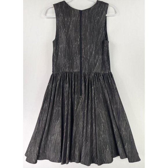 A|X Armani Exchange Dress Womens 6 Black Gray Fit Flare Ruffled V Neck Cocktail - Picture 2 of 16